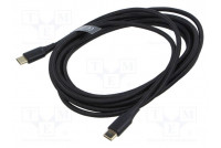 Cable USB 2.0 USB C plug,both sides nickel plated 3m black