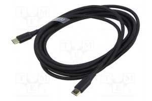 Cable USB 2.0 USB C plug,both sides nickel plated 3m black