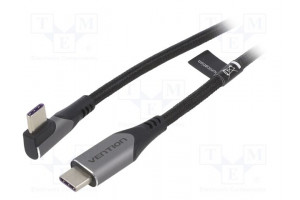 Cable USB 2.0 USB C plug,USB C angled plug 0.5m black 100W