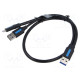 Cable USB 3.0 USB A plug x2,USB B micro plug nickel plated