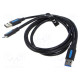 Cable USB 3.0 USB A plug x2,USB B micro plug nickel plated