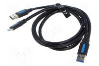 Kaapeli USB 3.0 USB A-pistoke x2,USB B mikropistoke 1m musta