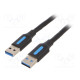Kaapeli USB 3.0 USB A pistoke,molemmin puolin nikkelöity 2m