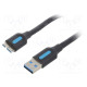 Cable USB 3.0 USB A plug,USB B micro plug nickel plated 1.5m