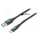 Kaapeli USB 3.0 USB A pistoke,USB C pistoke nikkelöity 0,5m