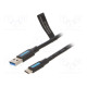 Kaapeli USB 3.0 USB A pistoke,USB C pistoke nikkelöity 2m