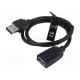 Cable USB 3.0 USB A socket,USB A plug nickel plated 0.5m