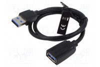 Cable USB 3.0 USB A socket,USB A plug nickel plated 0.5m