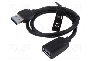 Cable USB 3.0 USB A socket,USB A plug nickel plated 0.5m