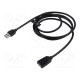 Cable USB 3.0 USB A socket,USB A plug nickel plated 1m black