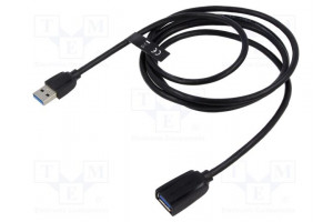 Cable USB 3.0 USB A socket,USB A plug nickel plated 1m black
