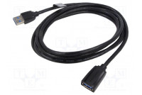 Cable USB 3.0 USB A socket,USB A plug nickel plated 2m black