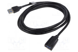 Cable USB 3.0 USB A socket,USB A plug nickel plated 2m black