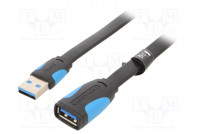 Cable USB 3.0 USB A socket,USB A plug tinned 3m black-white