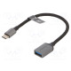 Cable USB 3.0 USB A socket,USB C plug nickel plated 0.15m