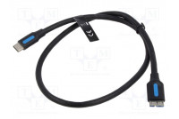 Kaapeli USB 3.0 USB B mikropistoke,USB C pistoke nikkelöity
