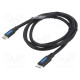 Cable USB 3.0 USB B micro plug,USB C plug nickel plated 1m