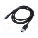 Cable USB 3.0 USB B plug,USB C plug nickel plated 1m black