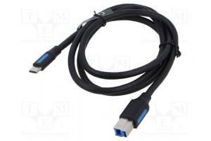 Cable USB 3.0 USB B plug,USB C plug nickel plated 1m black