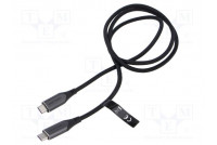 Cable USB 3.1 USB C plug,both sides nickel plated 1m black
