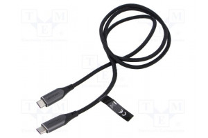 Cable USB 3.1 USB C plug,both sides nickel plated 1m black
