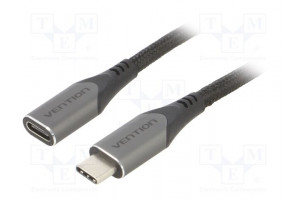 Cable USB 3.1 USB C socket,USB C plug 0.5m black 5Gbps PVC