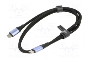 Cable USB 4.0 USB C plug,both sides nickel plated 1m black