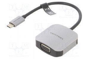 Converter D-Sub 15pin HD socket,USB C plug 0.15m black grey