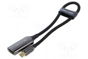 Converter HDMI socket,USB C plug gold-plated 0.25m black