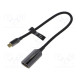 Converter HDMI socket,USB C plug gold-plated 0.25m black