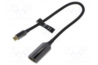 Muunnin HDMI-pistorasia,USB C pistoke kullattu 0,25m musta