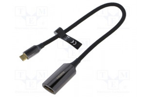 Converter HDMI socket,USB C plug gold-plated 0.25m black