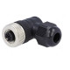 M12, female, right angle, 4 pole