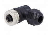 M12, female, right angle, 4 pole