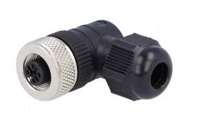 M12, female, right angle, 4 pole