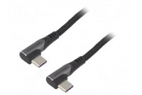 USB 2.0 USB C cable with angled connector, 1.5 m on both sides