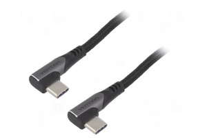 USB 2.0 USB C cable with angled connector, 1.5 m on both sides