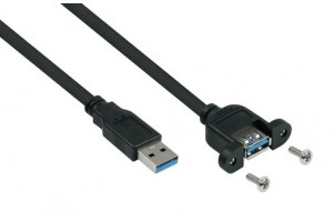 USB cable, Type-A male / female, panel 30cm