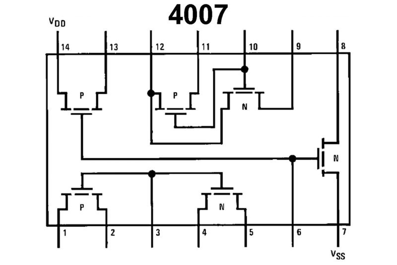 2 Komplementärpaare DIP14 CMOS 4007 Inverter 