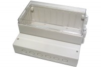 TRANSPARENT PLASTIC ENCLOSURE IP65 106x222x185mm