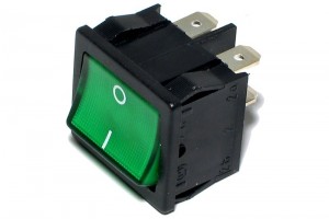 ROCKER SWITCH 2-POLE ON/OFF 6A 250VAC with green light