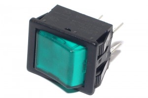 ROCKER SWITCH 2-POLE ON/OFF 16A 250VAC with green light