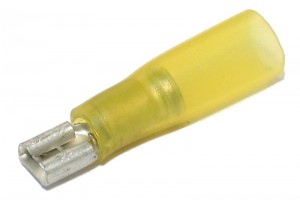 PUSH-ON 6,3mm FEMALE YELLOW HEAT SHRINKABLE