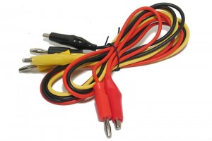 4mm TEST LEADS WITH CROCODILE CLIPS BLK+RED+YEL 0,8m