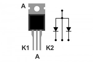 FAST DUAL DIODE 2x8A 200V 35ns TO220, common anode