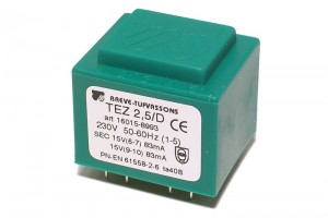 PCB TRANSFORMER 2,5VA 2x 15V